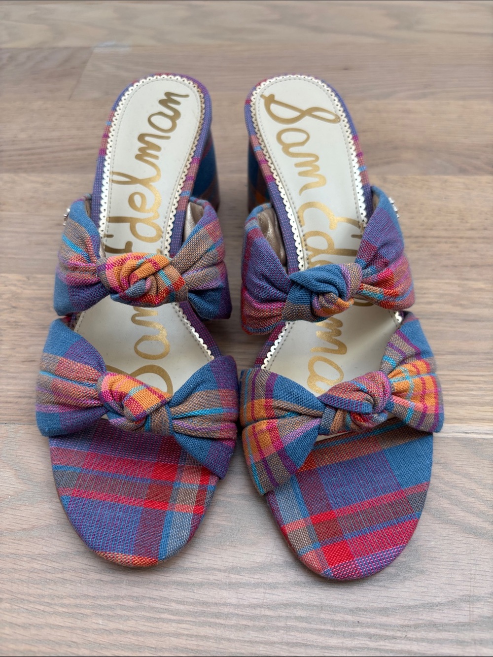 Sam Edelman Shilou Multicolor Plaid Knot-Front Slide Mule Sandals - Size 11